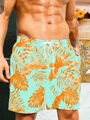 Men's Tropical Print Summer Holiday Beach Shorts