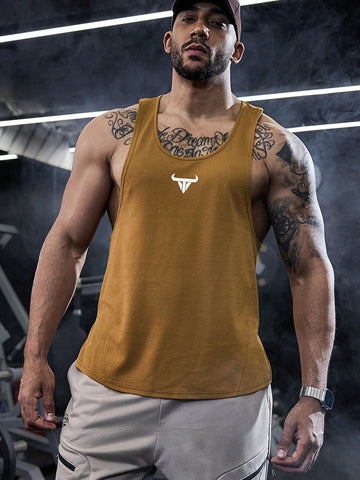 Men's Simple Printed Athletic Tank Top For Daily Wear