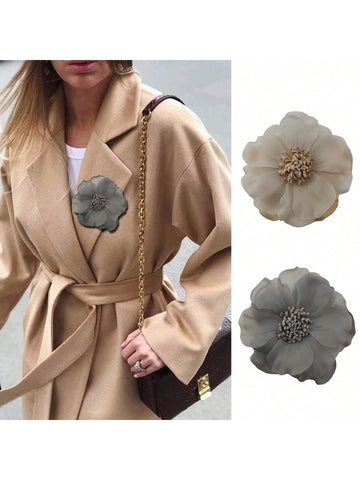 1PC Organza Barbecued Rose Blossoms Brooch Women Party Accessory