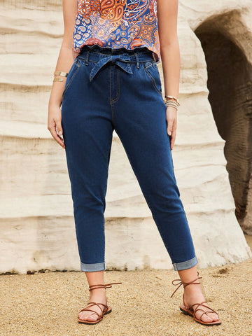 Summer Fashionable Stretchy Plus Size Women Denim Pants