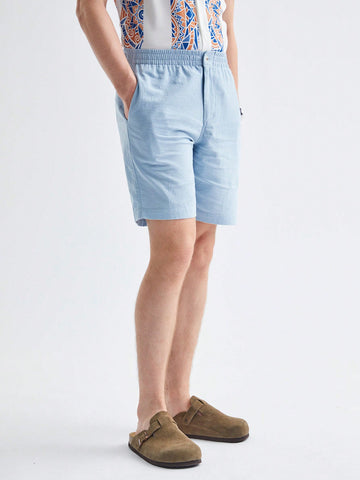 Men's Solid Color Simple Woven Casual Shorts, Daily Wear