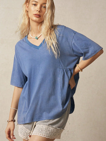 Women Vacation Basic V-Neck T-Shirt