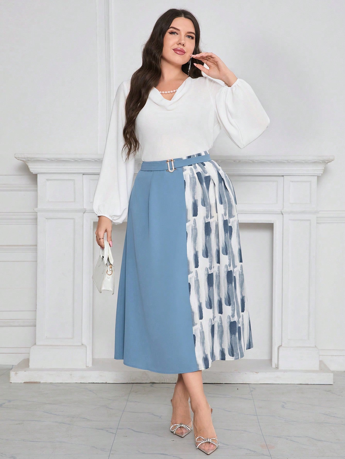 Plus Size Color Block Fashionable Women's Summer Skirt