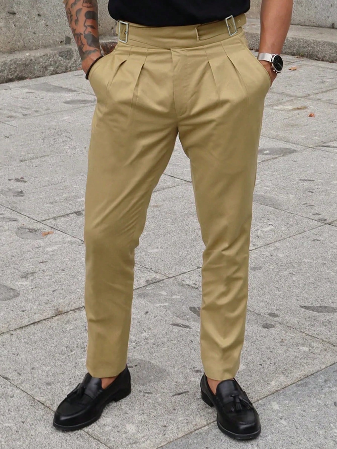 Men Solid Color Simple Daily Wear Straight Pants