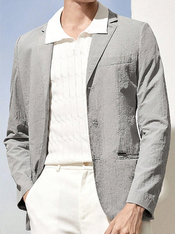 Men Easy-Care/Super-Light UV Protection Woven Business Suit Jacket