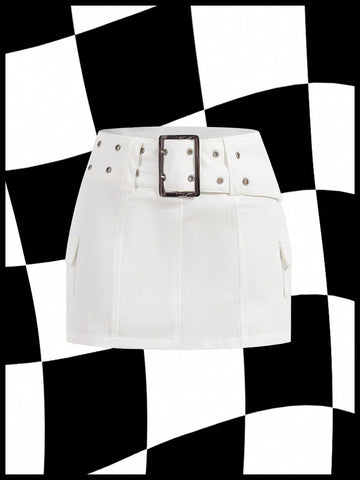 Women's Summer White Mini Skort