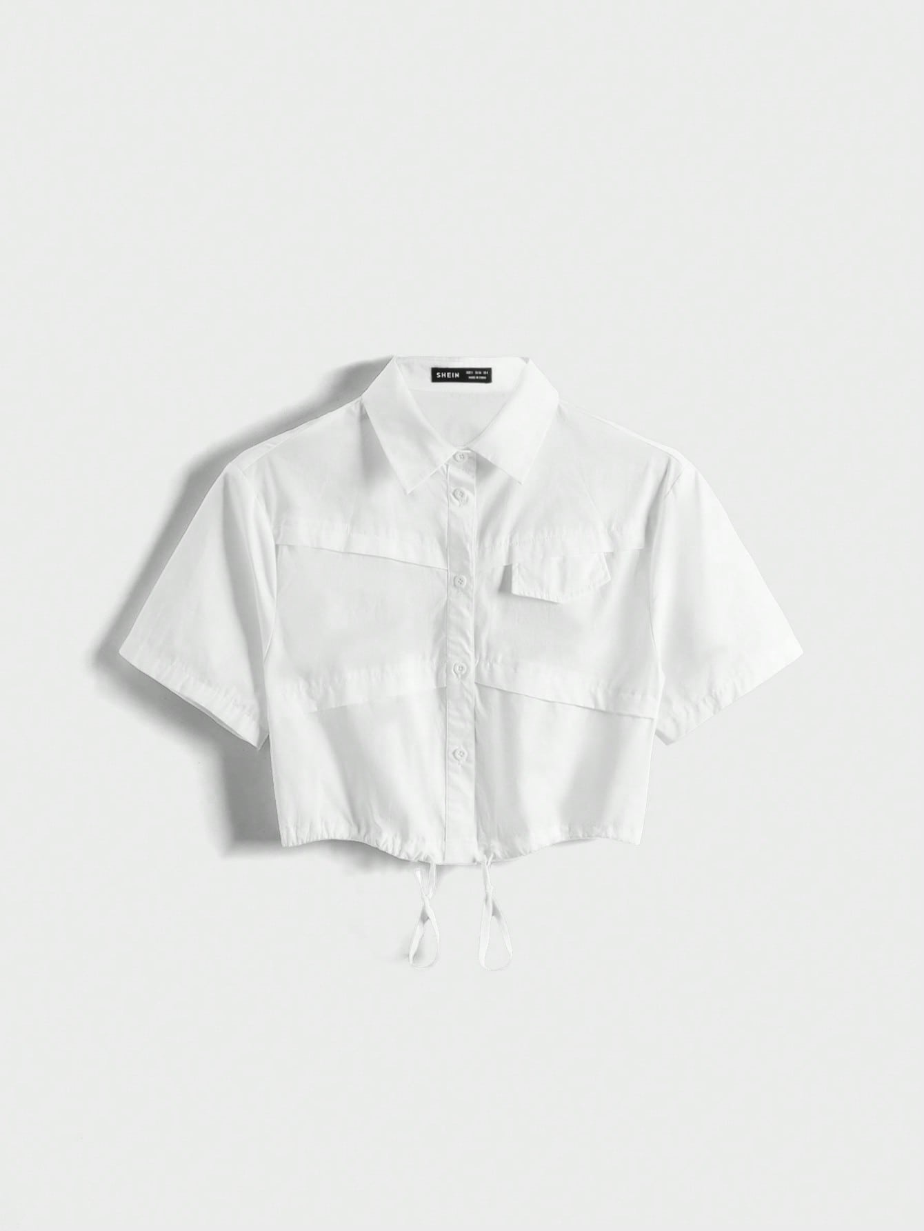 Women's Summer Y2K White Work Short Shirt