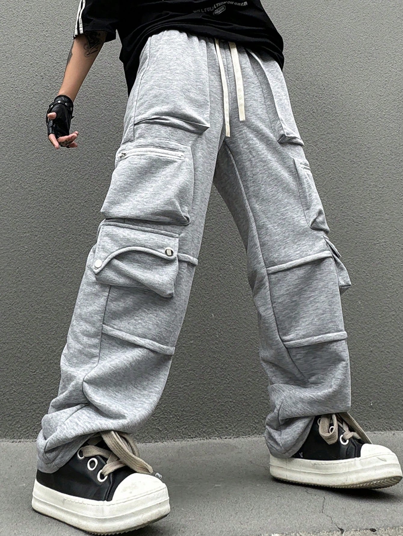 Men's Drawstring Waist Multiple Big Pocket Straight Leg Casual Casual Pants