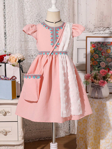 Young Girl Sweet And Lovely Contrast Tape Elegant Dress