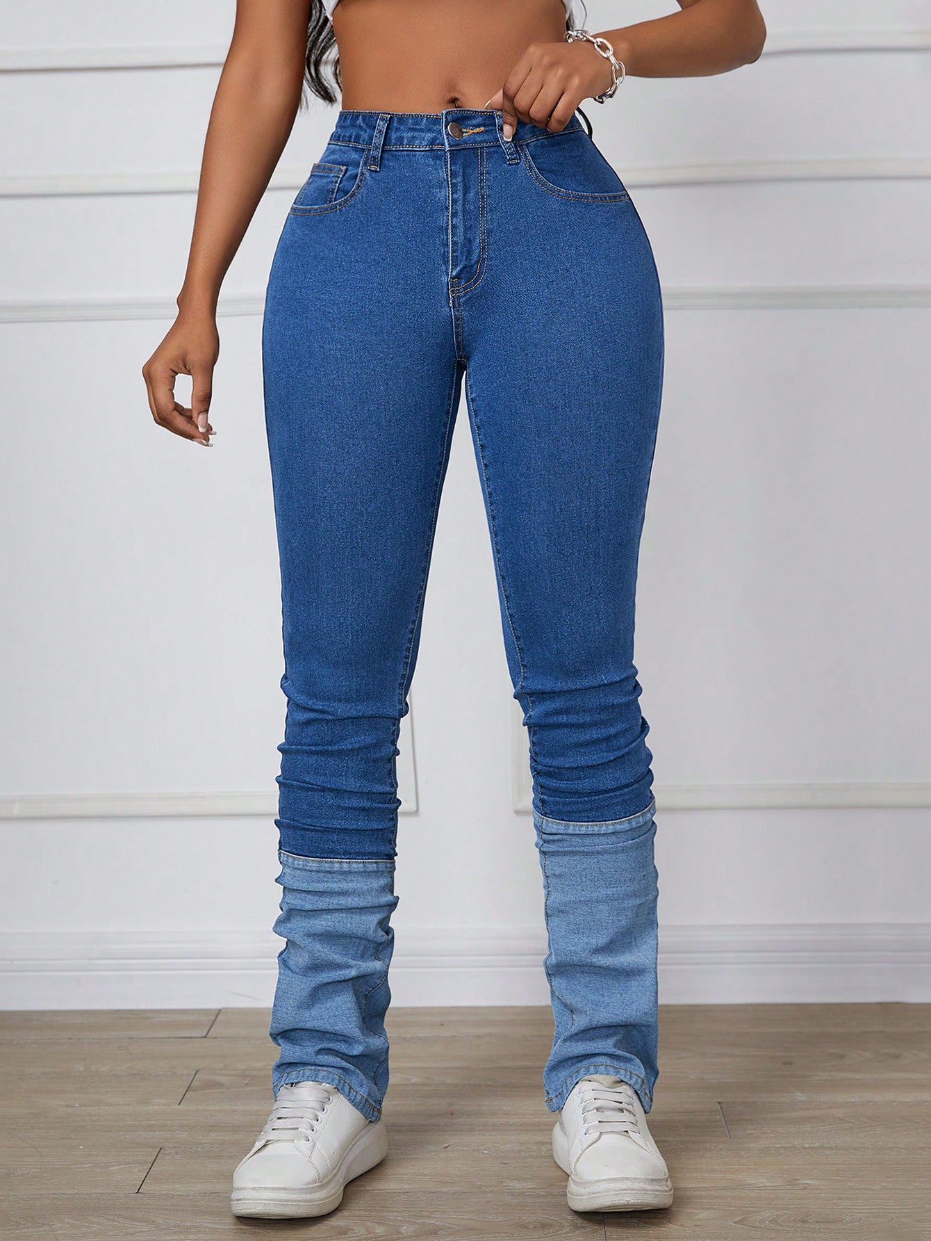 Women's Simple Color Block Daily Jeans