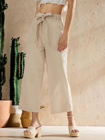 Women's Casual Solid Color Wide Leg Pants