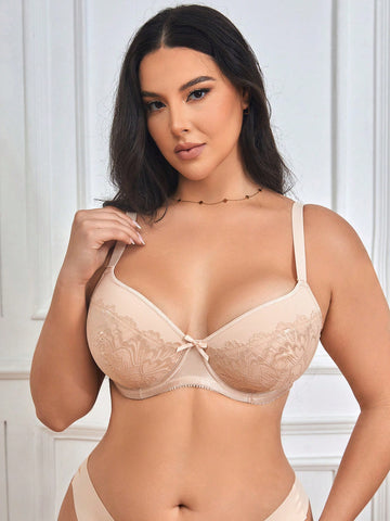 Plus Size Lace Bra With Molded Cups, Underwire, Sold As 1pc