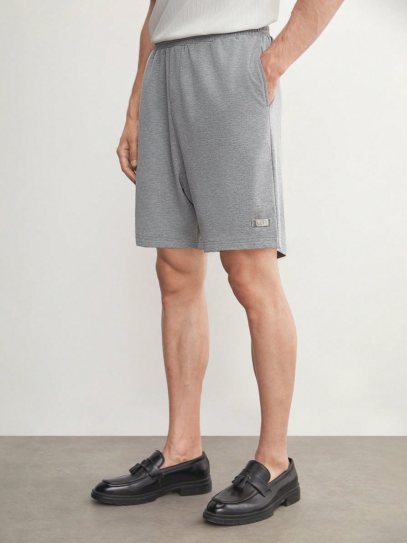 Cotton Men's Knit Solid Color Fitted Straight Shorts, Suitable For Summer And Daily Wear