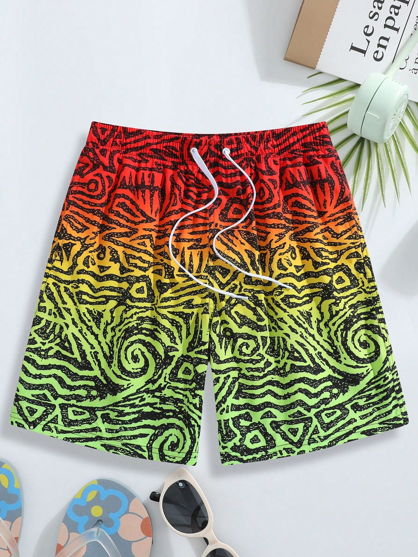 Men's Vacation All-Over Print Drawstring Wide-Leg Beach Shorts