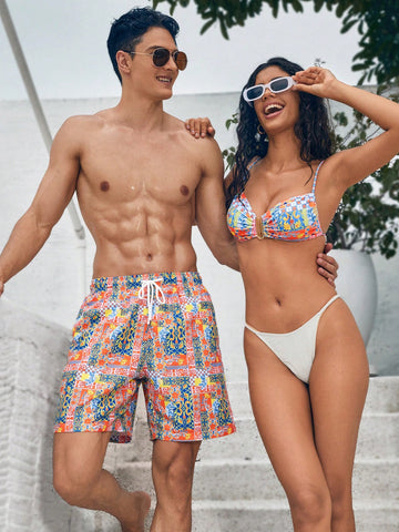 Men's Summer 3D Flower Printed Beach Shorts