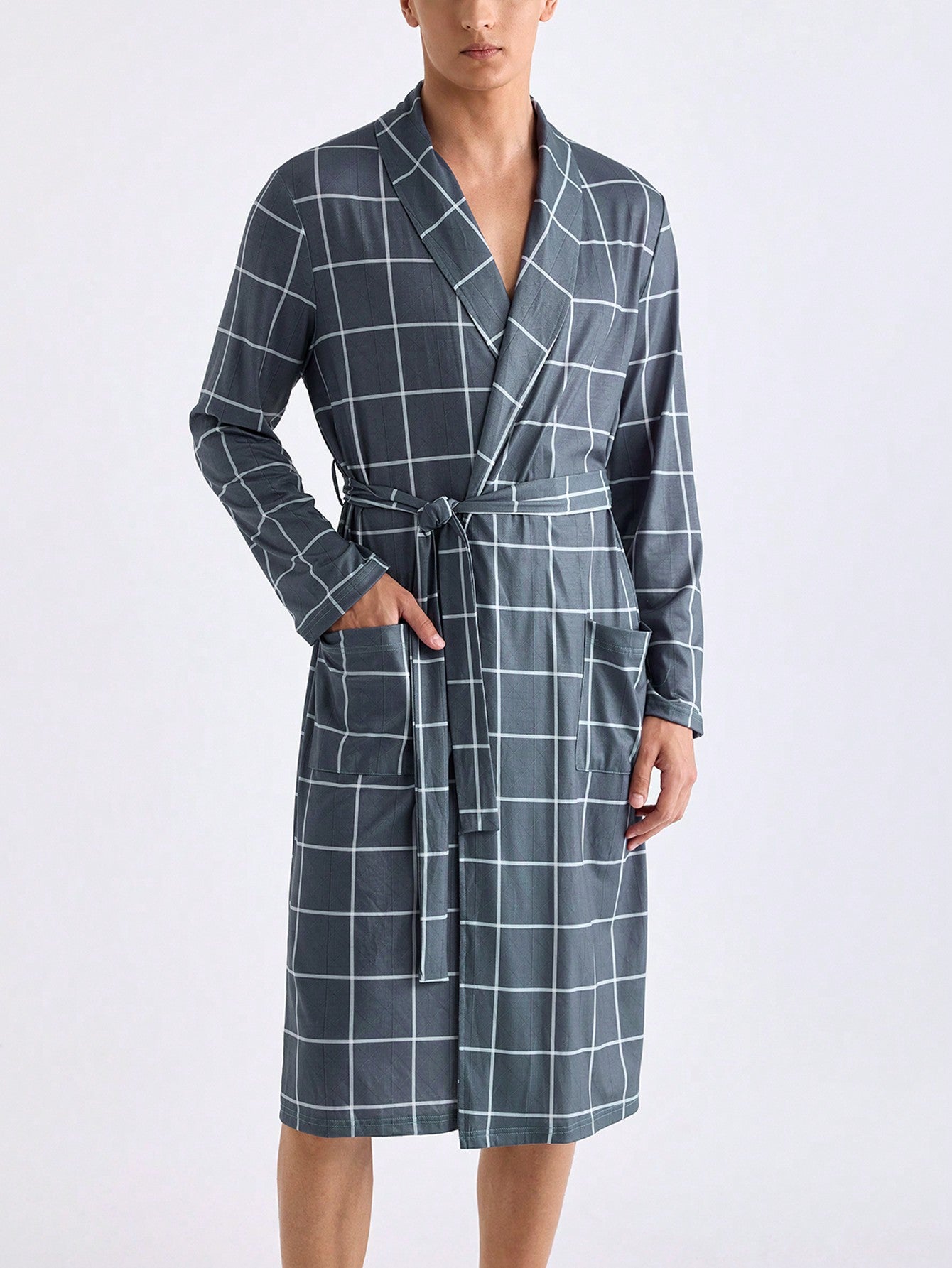 Men's Plaid Printed Simple Daily Robes