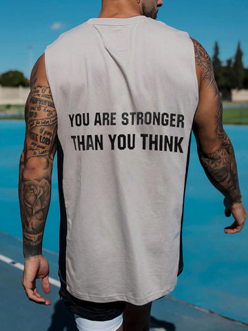 Men's Summer Slogan Printed Round Neck Casual Sports Vest