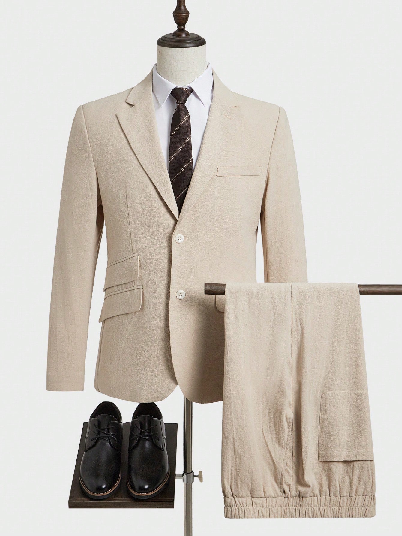 Men's 2pcs Woven Regular-Fit Business And Casual Suit, Long Sleeve