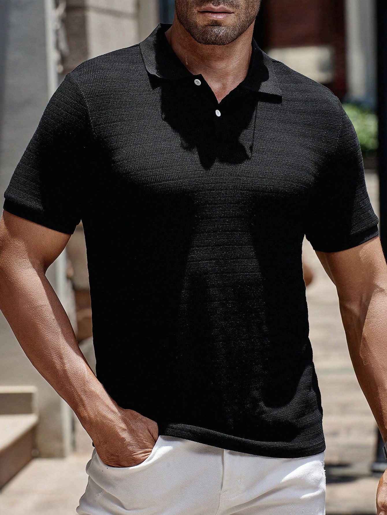 Men's Simple Solid Color Short Sleeve Polo Shirt For Daily Wear