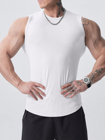 Men's Casual Slim Fit Solid Color Sport Tank Top, Summer