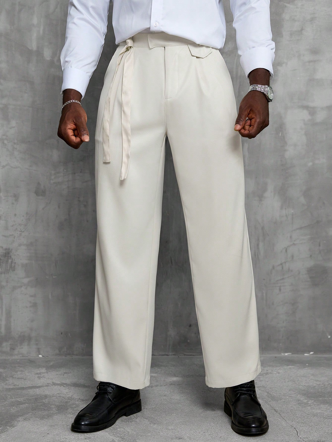 Men's Solid Color Simple Daily Casual Suit Trousers