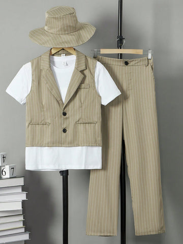 Teen Boy Solid Color Simple Daily 2-Piece Outfit