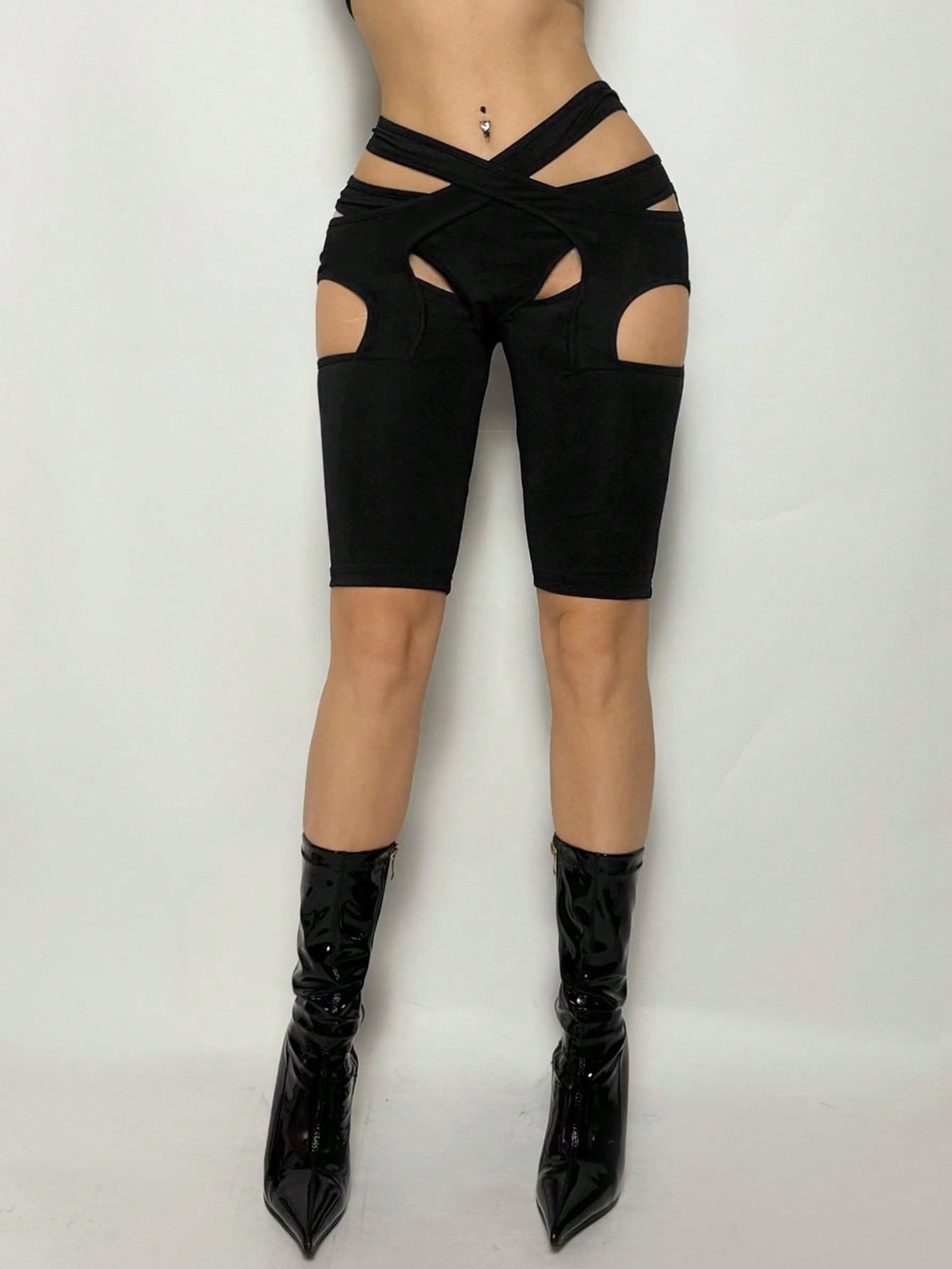 Crisscross Cut-Out Tight Long Leggings