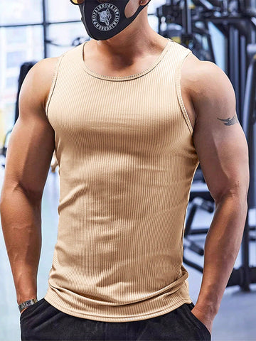 Men's Summer Solid Color Round Neck Sports Tank Top