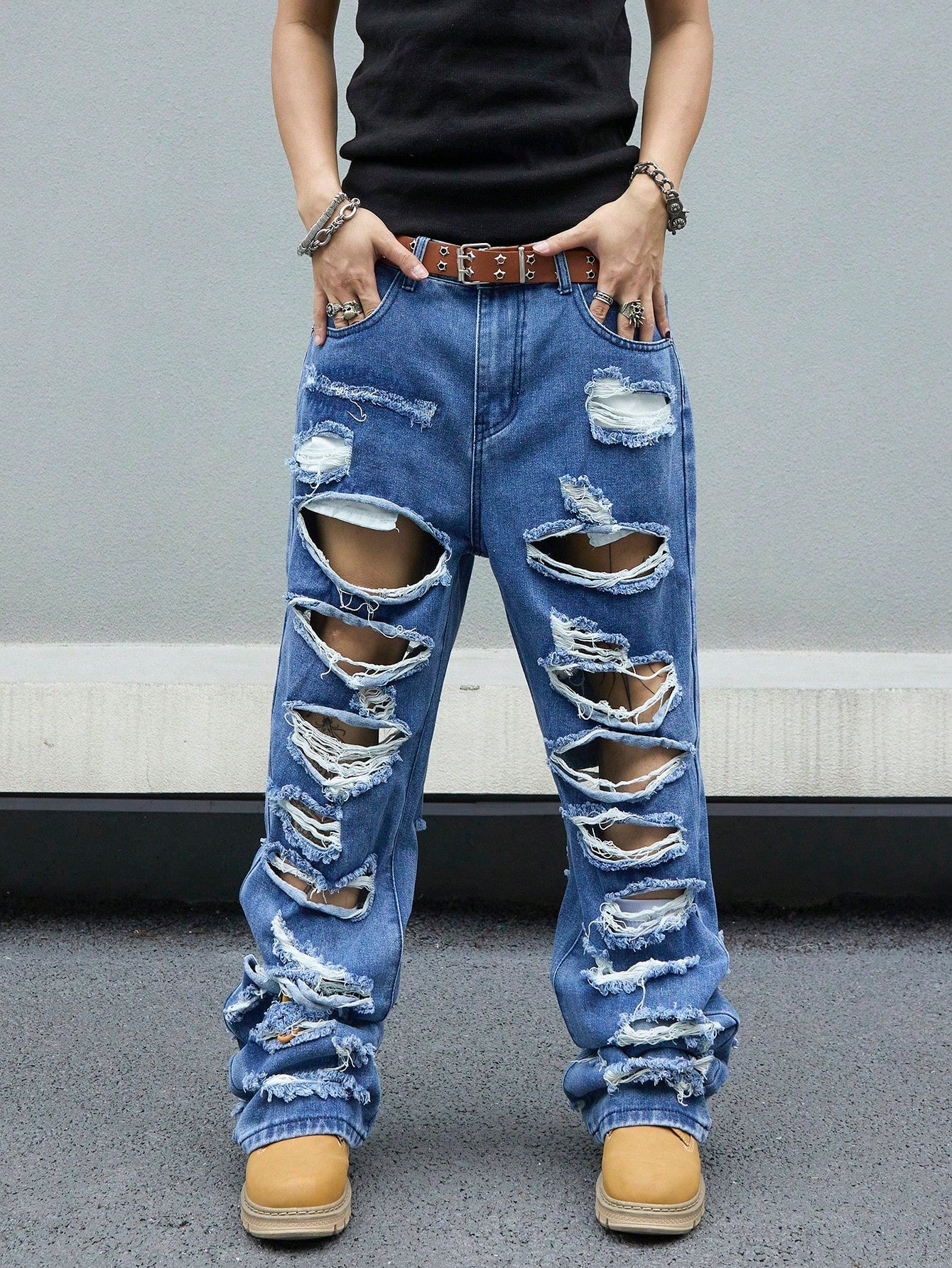 Men's Summer Fashion Ripped Straight Leg Jeans