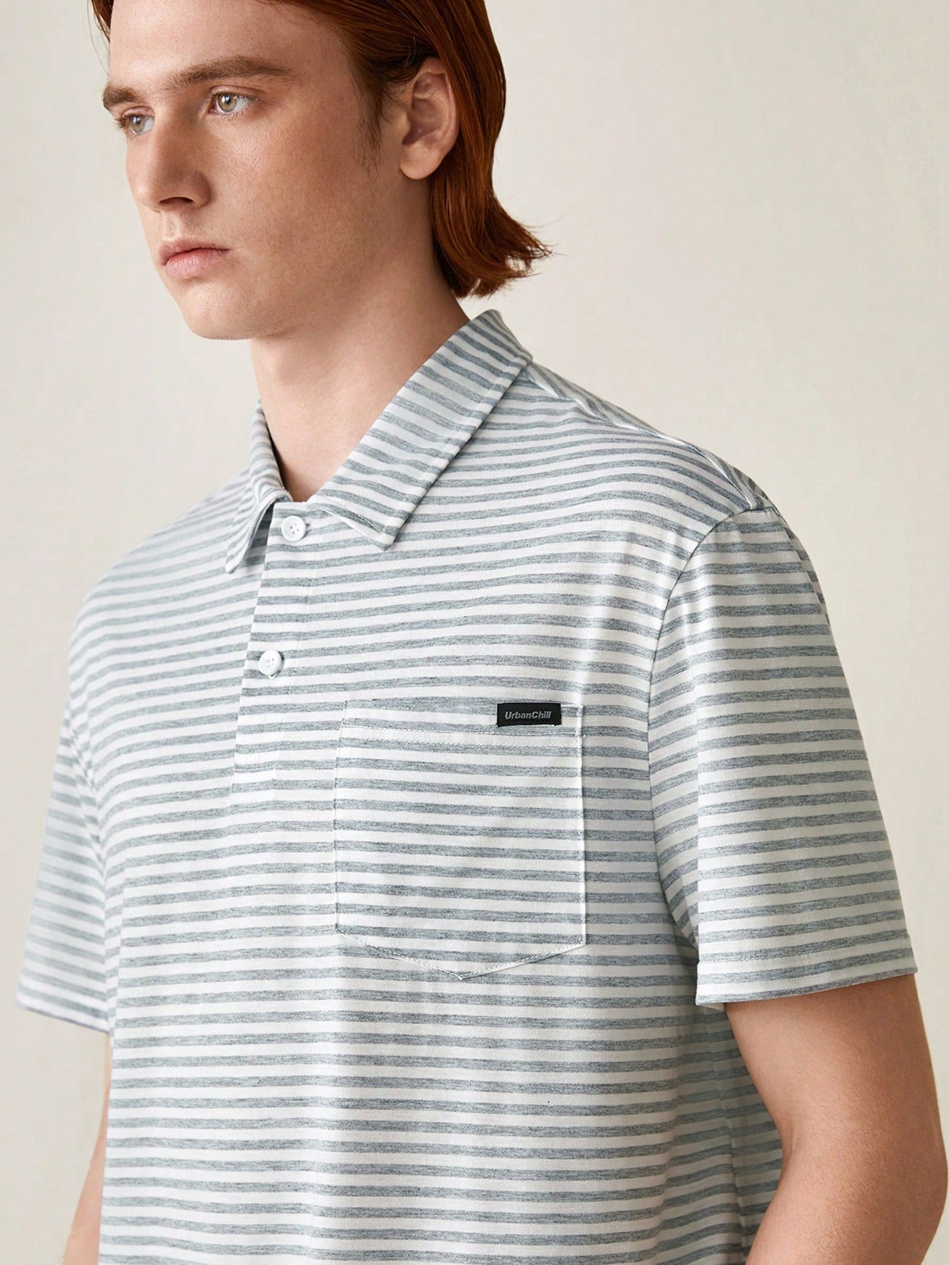 Knitted Leisure Young Men Striped Polo Shirt