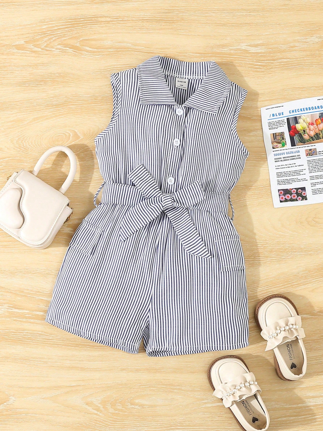 Young Girl's Summer Casual Striped Sleeveless Romper