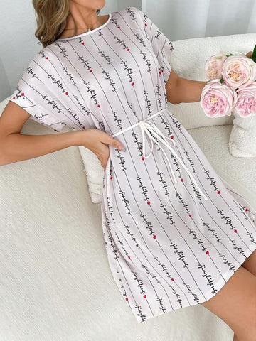 Women's Striped Printed Comfortable Loose Homewear Dress