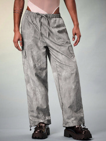 Men's Loose Fit Trousers Made Of All-Jin Fabric With Elastic Cuffs