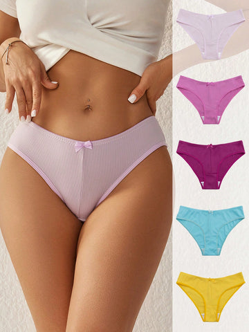 Women's Sweet And Comfortable Striped Triangle Panty With Bow Design