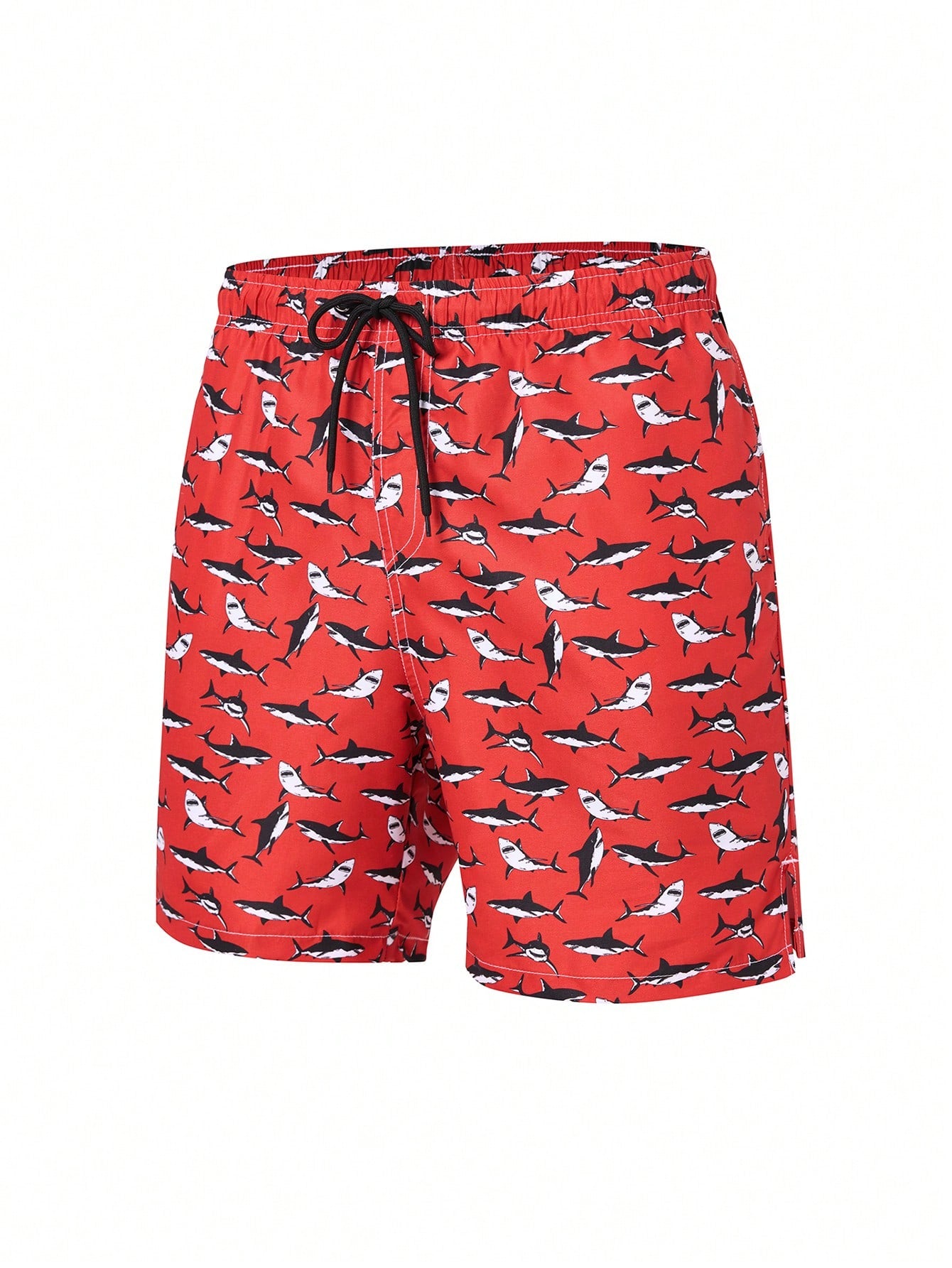 Men's Vacation Loose Fit Shark Printed Drawstring Waist Beach Shorts