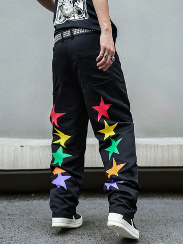 Men's Colorful Five-Pointed Star Printed Simple Daily Long Pants