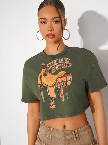 Western Graphic Crop T-Shirt