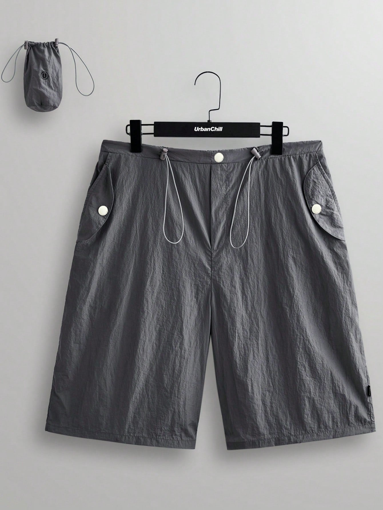 Men's Summer Casual Solid Color Elastic Waist Drawstring Shorts