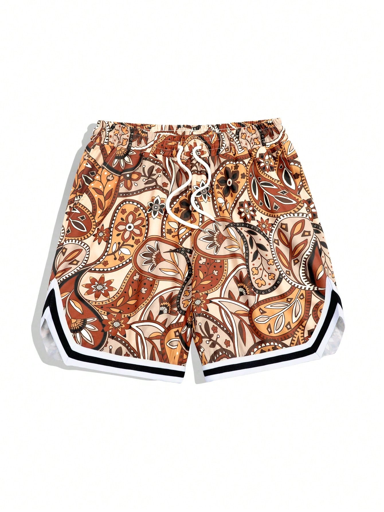 Men's Allover Paisley Flower Print Basketball Shorts For Summer