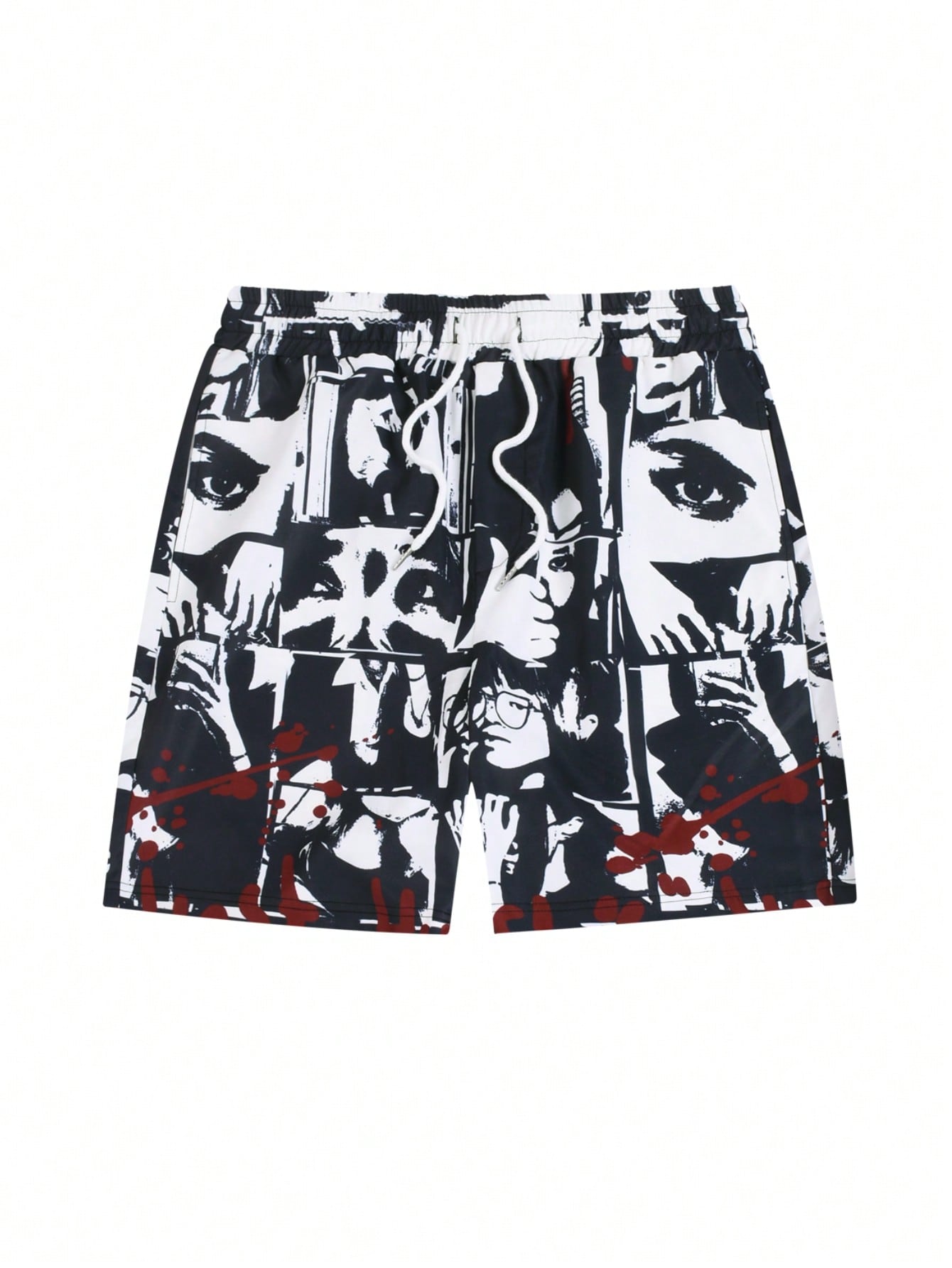 Men's Trendy Drawstring Waist Casual Shorts With Character Print