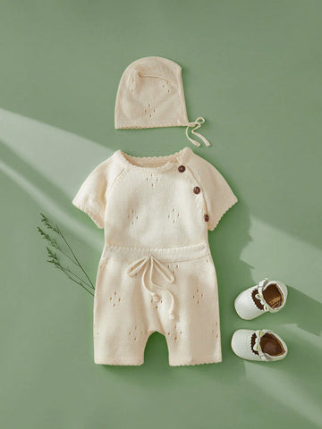 Baby Girl Solid Color Simple Daily Sweater Set