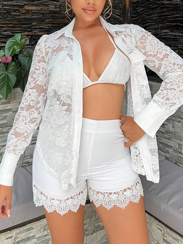 Summer Beach Vacation Lace Shirt