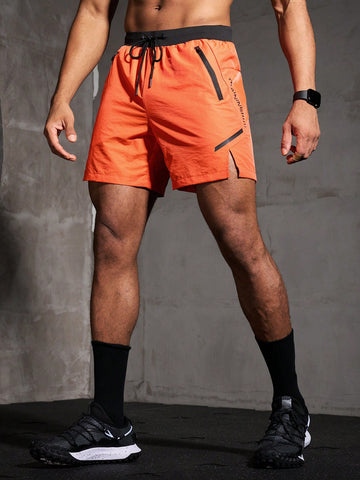 Men's Color Block Drawstring Waist Casual Sports Shorts