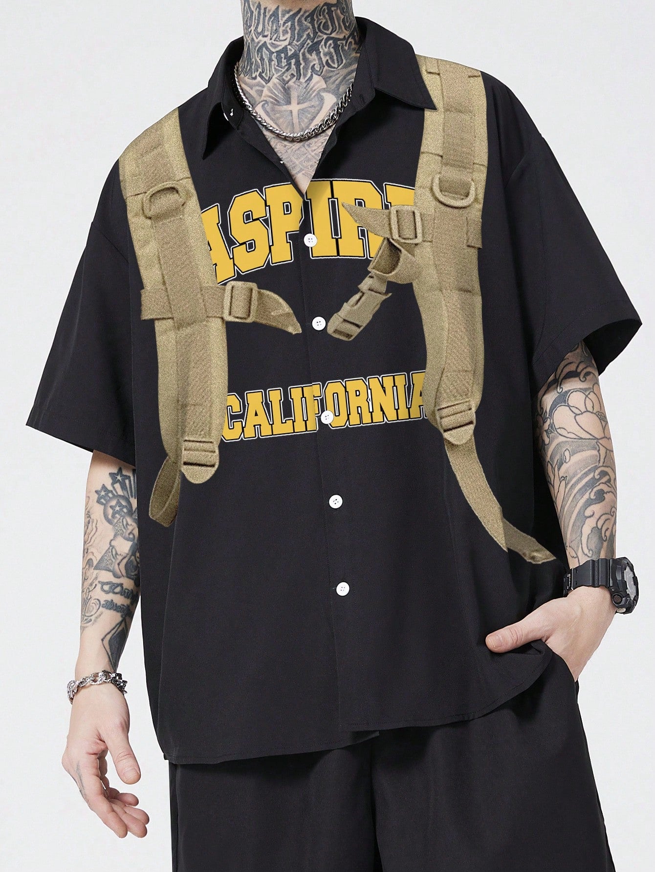 Men's Summer Short Sleeve Letter Printed Shirt