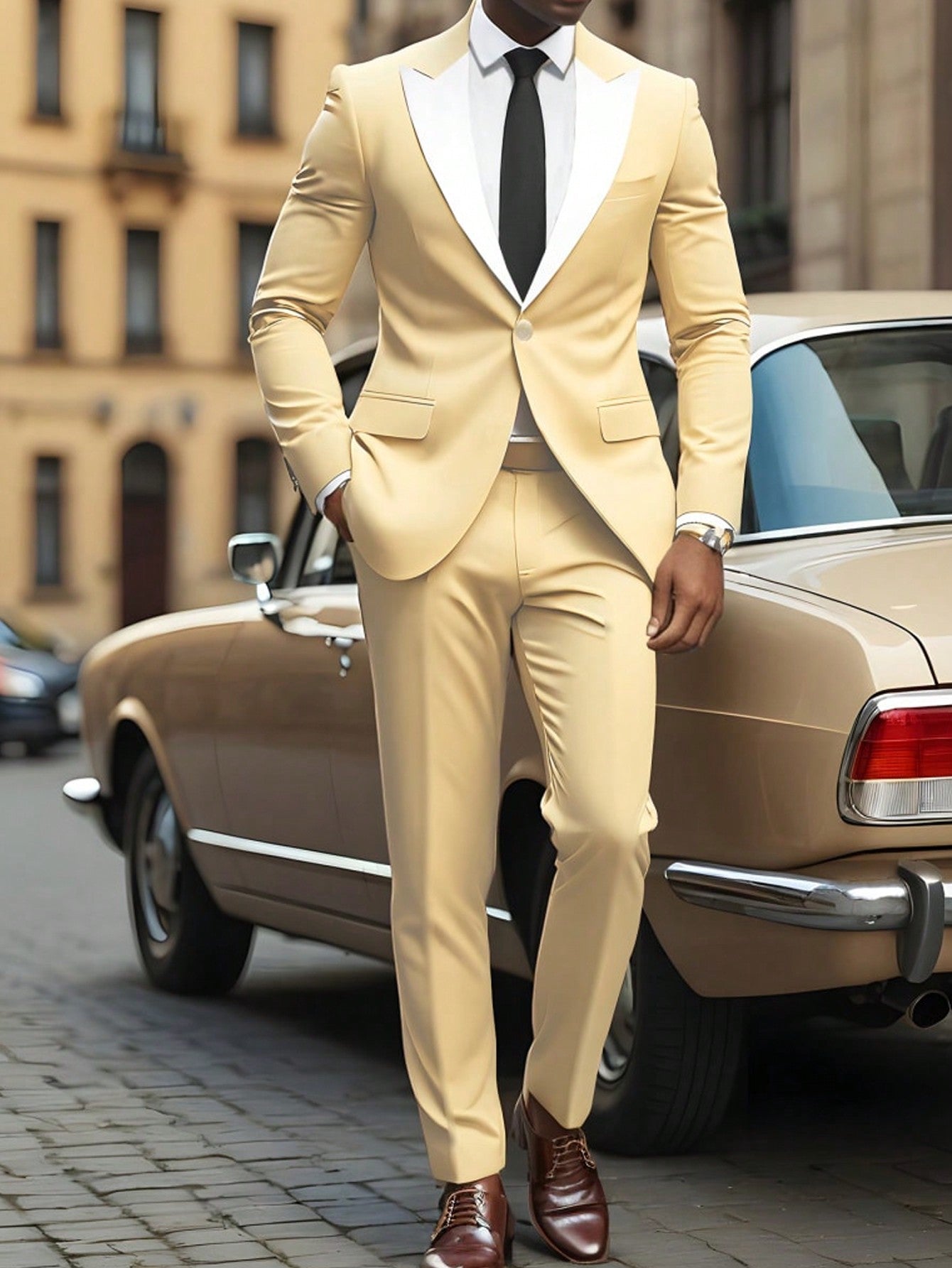 Men's Plain And Simple Long Sleeve Suit, 2pcs/Set (Jacket And Pants)