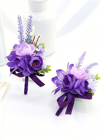 2pcs Boutonnieres For Men Wedding,Groom And Best Man Boutonnieres With Classic Artificial Purple Rose And Lavender ,Perfect For Men Wedding Ceremony Anniversary Dinner Party Fall Vintage Marriage Prom Homecoming Decoration