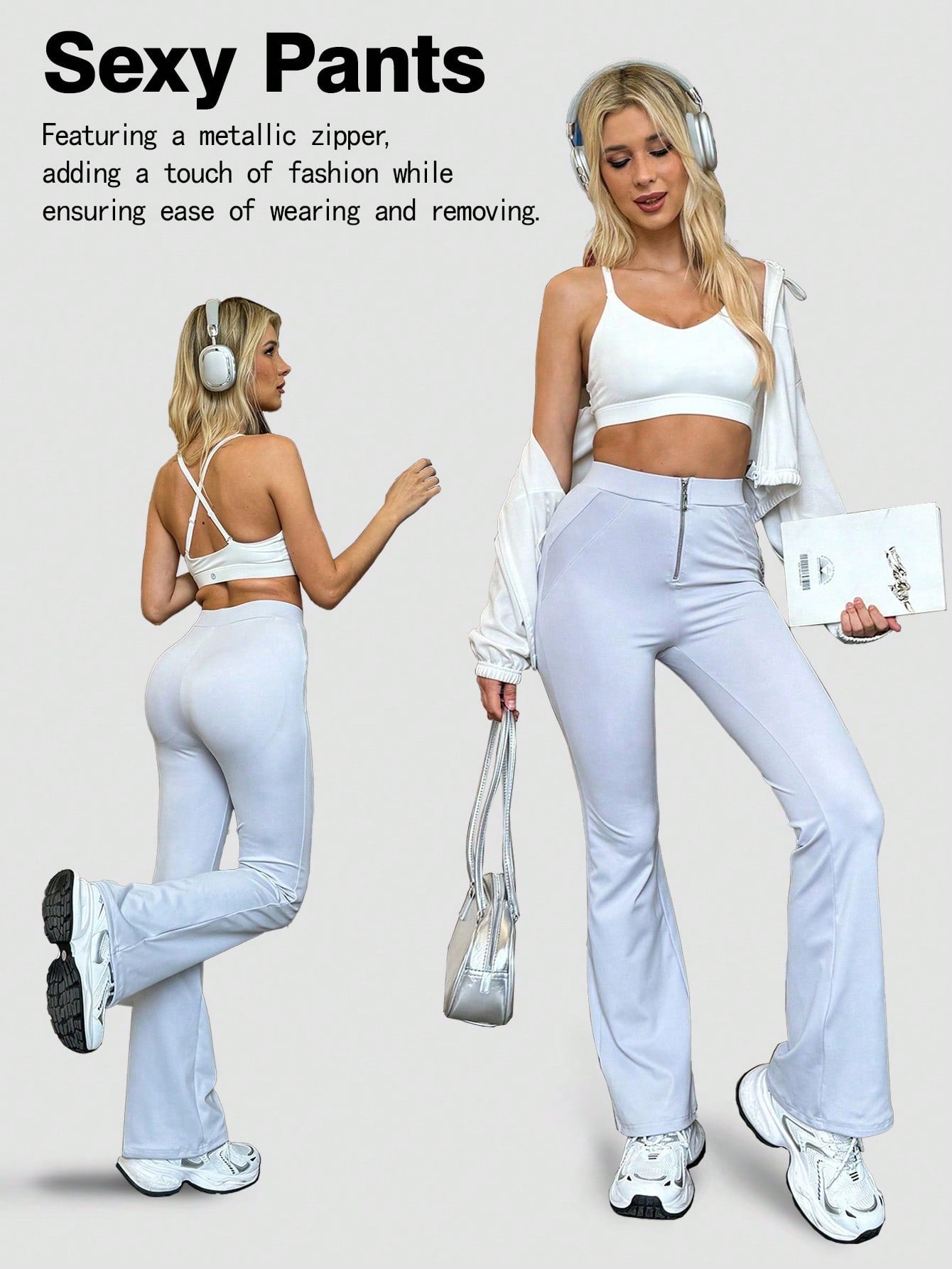 Zipper Splice Life Leisure Sexy Butt-Lifting Breathable Fashionable Sports Yoga Bell Bottom Long Pants