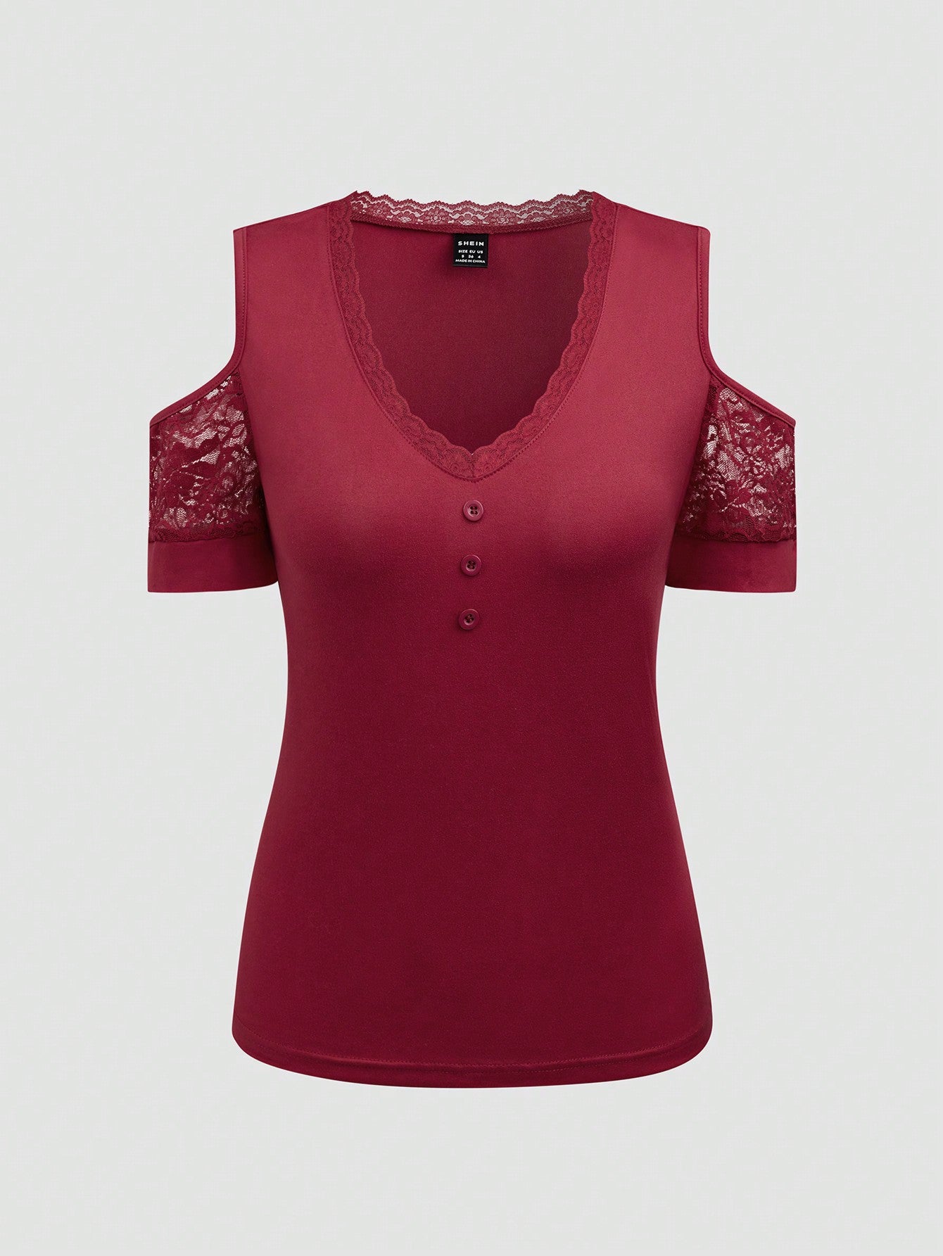 Women's Knitted Lace Patchwork Off Shoulder Collar With Decorative Buttons Under The T-Shirt