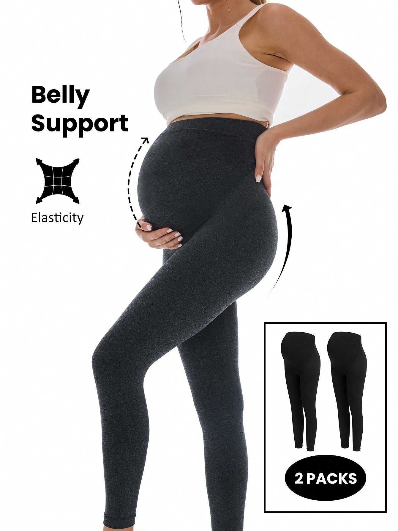 Maternity Solid Color Simple Daily Sports Leggings, Long Pants