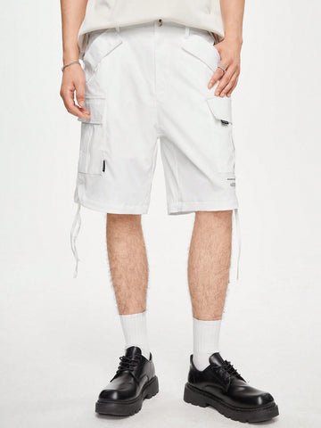 Men's Fashionable Casual Solid Color Shorts With Pocket Design, Summer